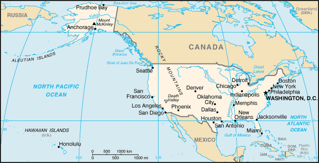 Map of United States of America